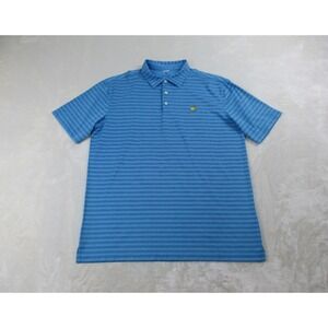 Masters Tech Polo Shirt Mens Extra Large Blue Striped Performance Golf Golfer